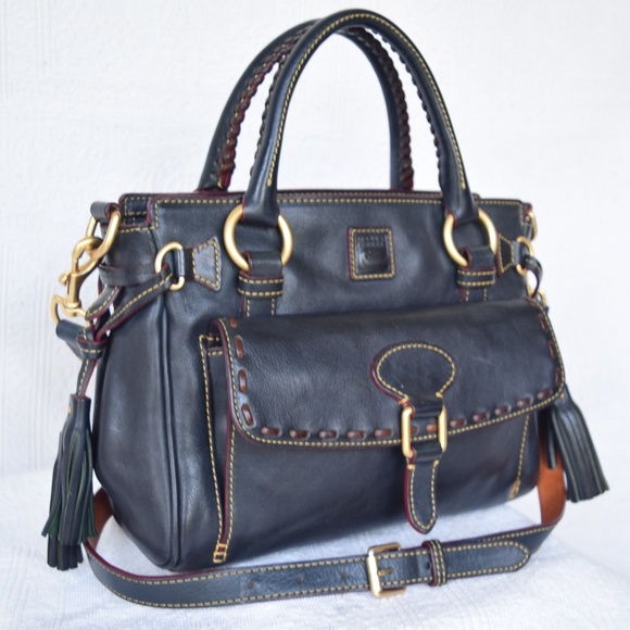 Dooney Florentine leather pocket black satchel - Picture 3 of 8
